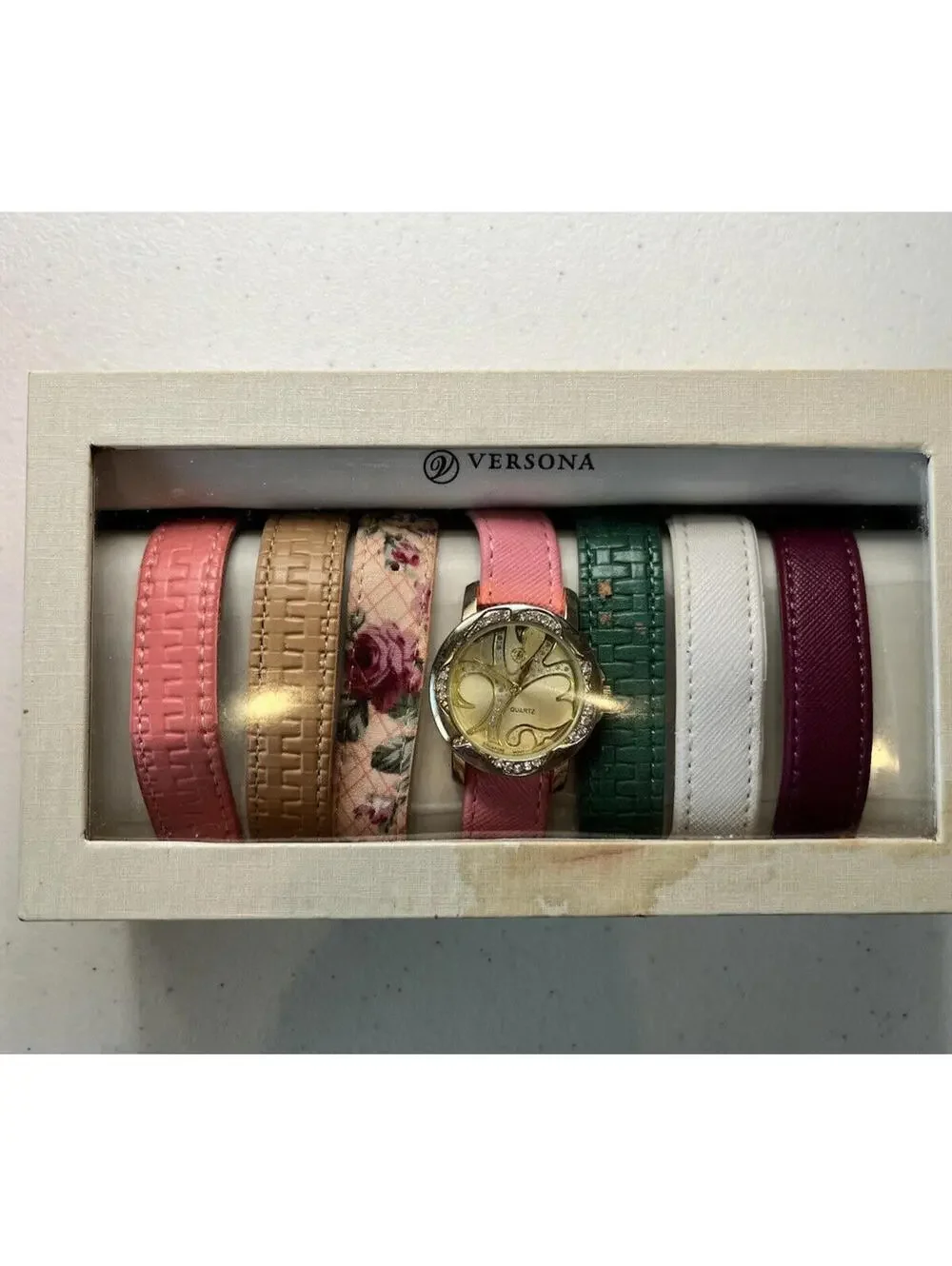 Versona Womens Wrist Watch and 7 each Interchangeable Bands-Working Watch Works